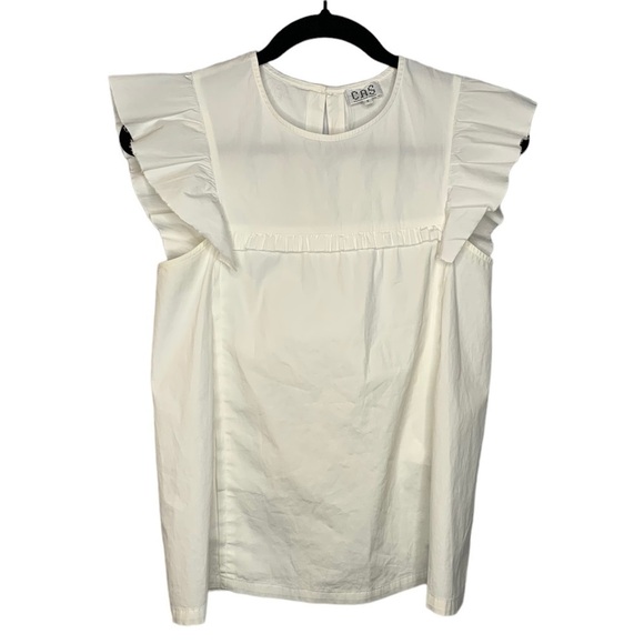 CAS Cloth & Steel Italy Quiet Luxury White Cotton Short Sleeve Blouse Size Small - Picture 3 of 7